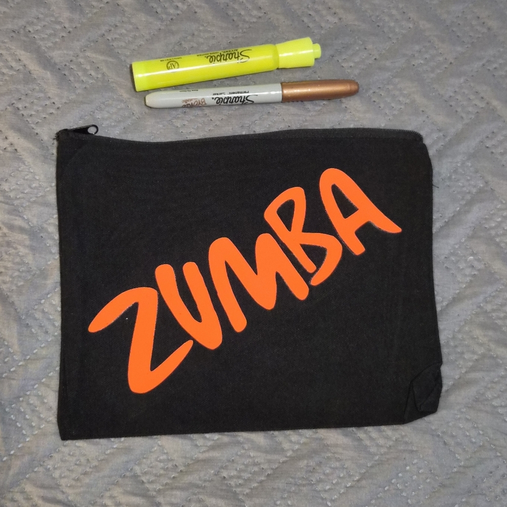 Zumba Black Cosmetic Bag with Orange Logo